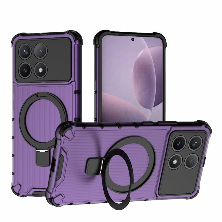 For Redmi K70 5G Grating Holder Shockproof Phone Case(Purple) - K70 Cases by PMC Jewellery | Online Shopping South Africa | PMC Jewellery | Buy Now Pay Later Mobicred