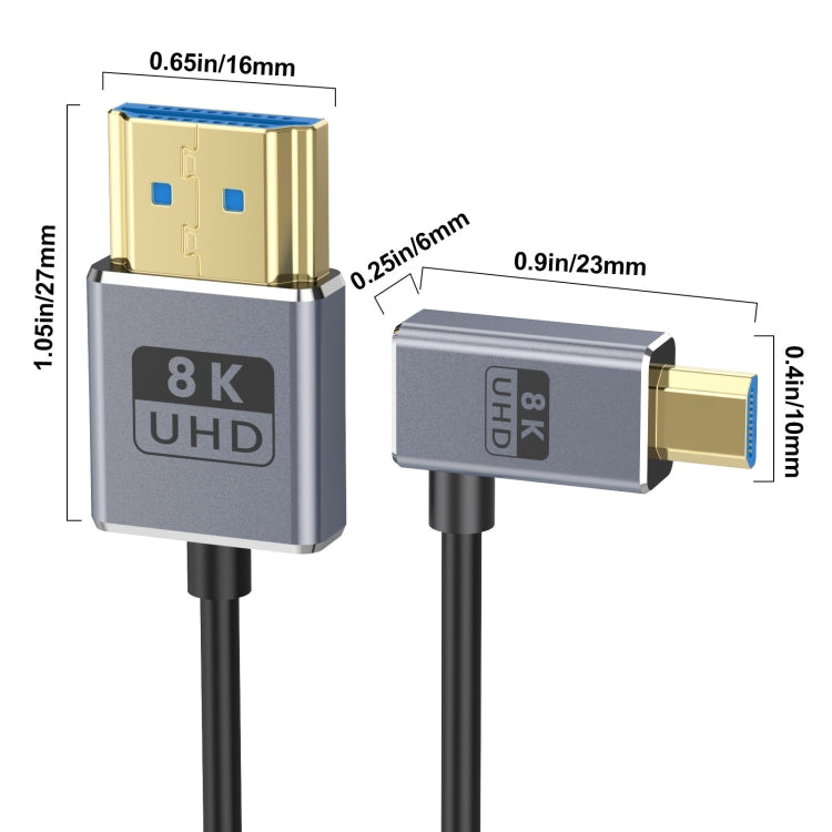 1.2m Coaxial Micro HDMI to HDMI 8K UHD 48Gbps Video Connection Cable, Style:Left Elbow - Cable by PMC Jewellery | Online Shopping South Africa | PMC Jewellery | Buy Now Pay Later Mobicred