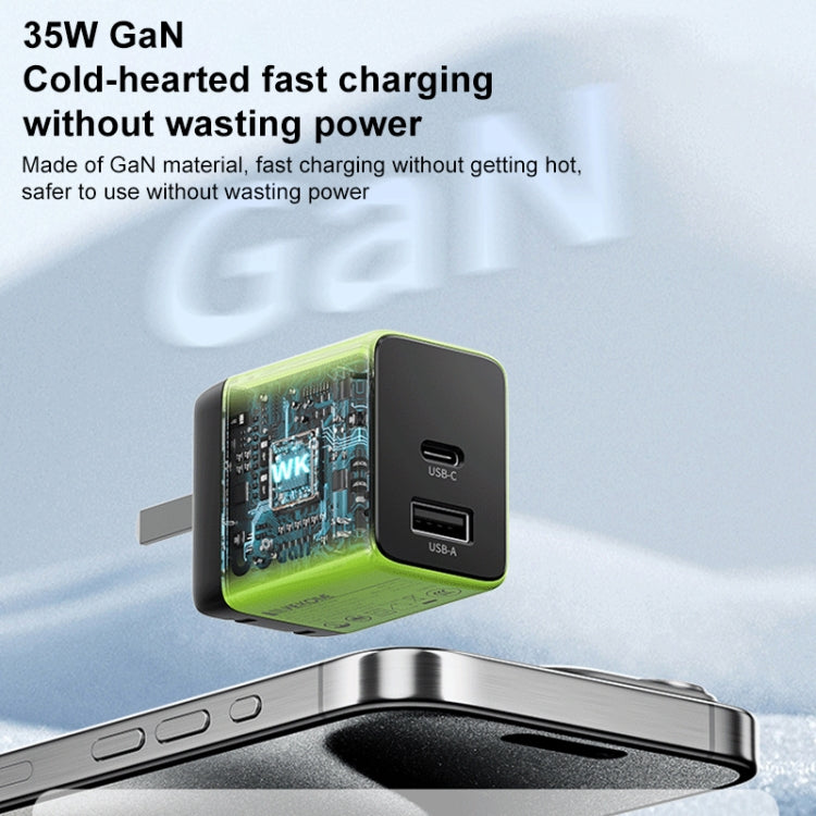 WK WP-U36 35W USB-C / Type-C, USB GaN Fast Charger, Plug Type:EU Plug(Yellow) - free shipping - PMC TechLife - Order now!