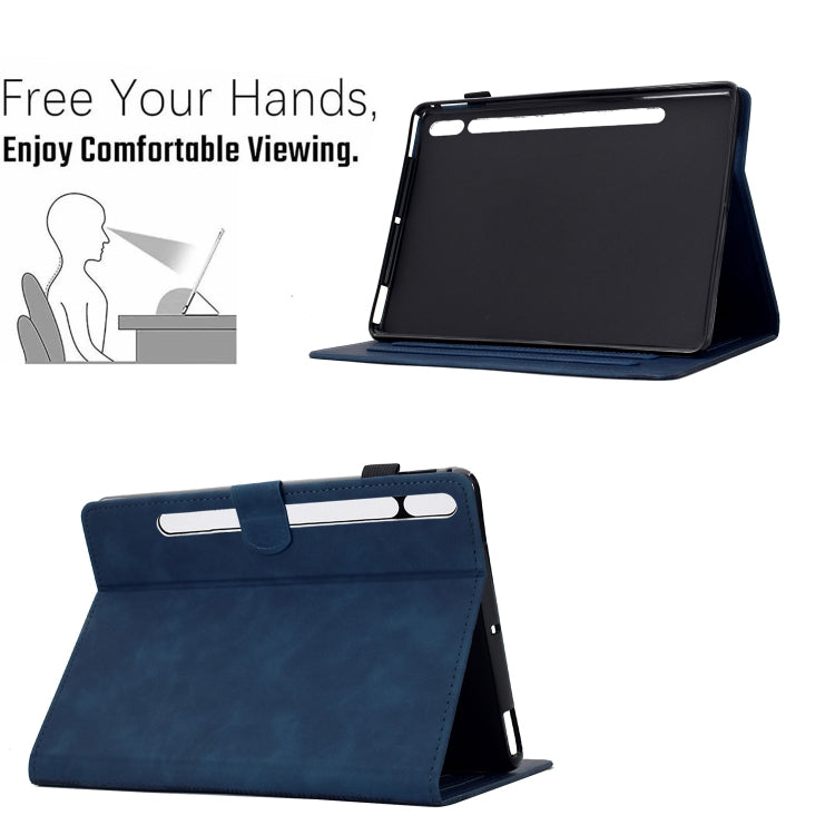 For Samsung Galaxy Tab S9 / S9 FE Cats Embossed Leather Smart Tablet Case(Dark Blue) - Galaxy Tab S9 Cases by PMC Jewellery | Online Shopping South Africa | PMC Jewellery | Buy Now Pay Later Mobicred