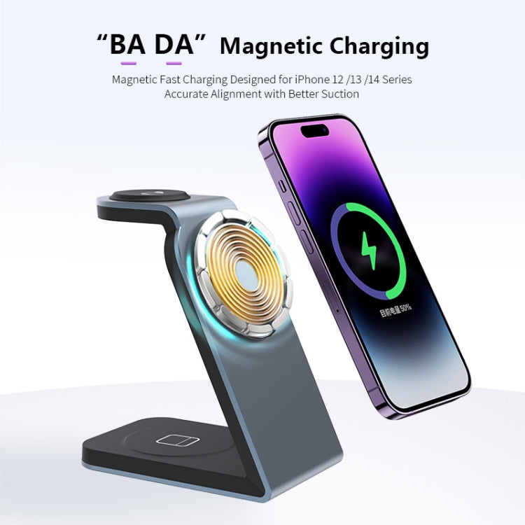 SW18 3 in 1 Metal Magnetic Wireless Charger(Tarnish) - Wireless Charger by PMC Jewellery | Online Shopping South Africa | PMC Jewellery | Buy Now Pay Later Mobicred