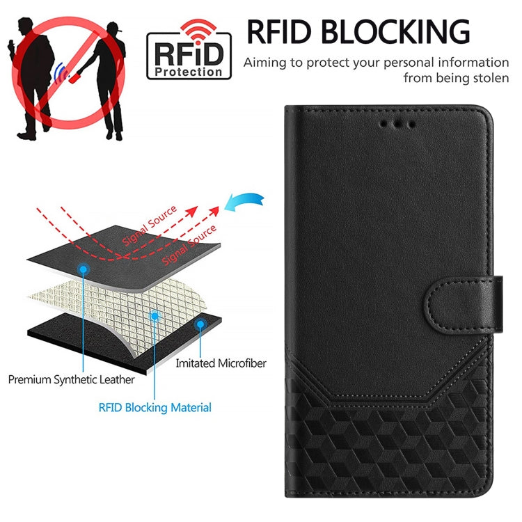 For Ulefone Note 14 Honeycomb Embossing RFID Leather Phone Case(Black) - Ulefone Cases by PMC Jewellery | Online Shopping South Africa | PMC Jewellery | Buy Now Pay Later Mobicred
