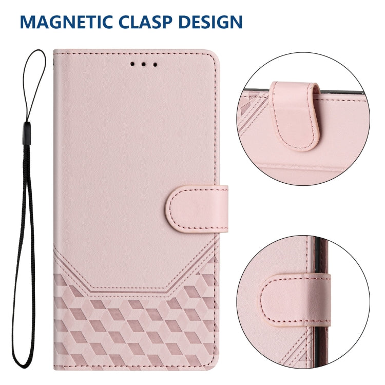 For Sony Xperia 5 VI 2024 Honeycomb Embossing RFID Leather Phone Case(Pink) - Sony Cases by PMC Jewellery | Online Shopping South Africa | PMC Jewellery | Buy Now Pay Later Mobicred