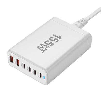 155W 4Type-C, 2USB 6-Ports Desktop Fast Charger, Plug Type:UK Plug(White) - Multifunction Charger by PMC Jewellery | Online Shopping South Africa | PMC Jewellery | Buy Now Pay Later Mobicred