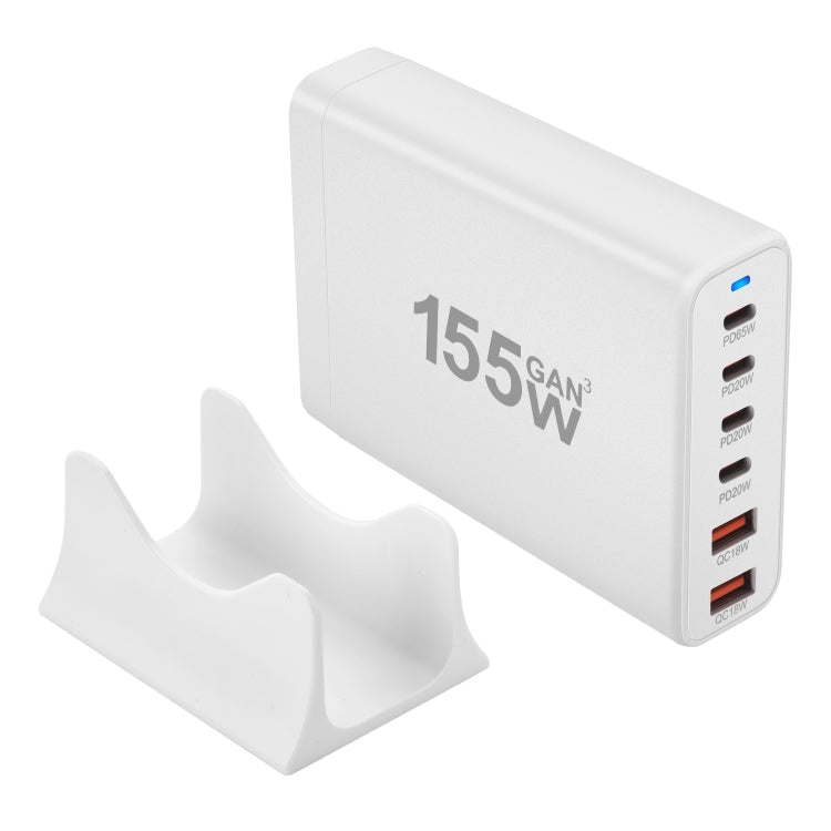 155W 4Type-C, 2USB 6-Ports Desktop Fast Charger, Plug Type:EU Plug(White) - Multifunction Charger by PMC Jewellery | Online Shopping South Africa | PMC Jewellery | Buy Now Pay Later Mobicred