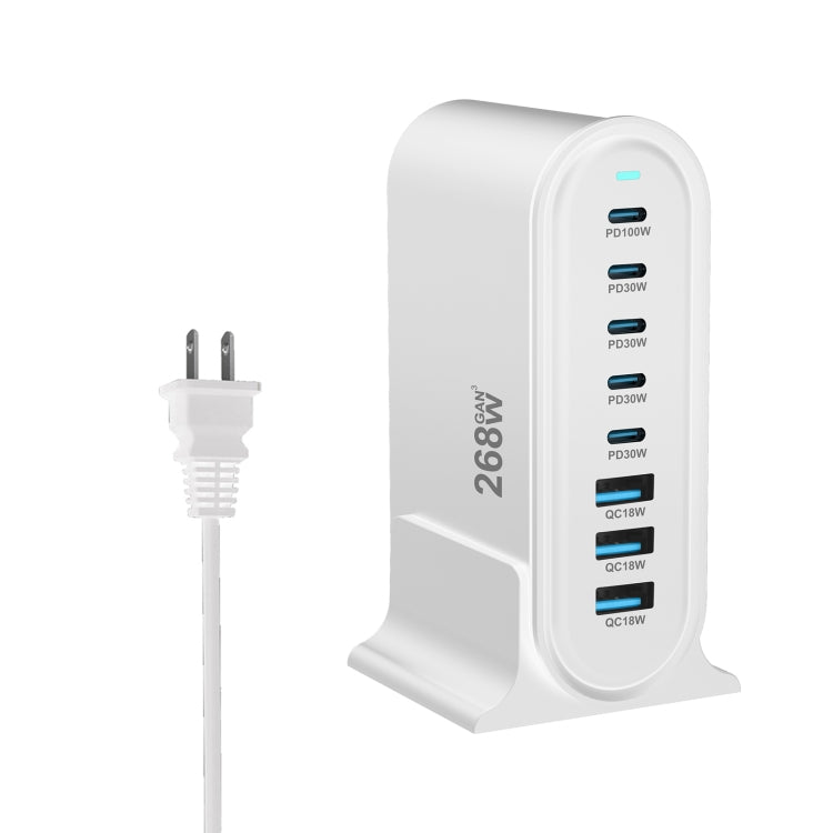 YMX-968 268W 5Type-C, 3USB 8-Ports Desktop Fast Charger, Plug Type:US Plug(White) - Multifunction Charger by PMC Jewellery | Online Shopping South Africa | PMC Jewellery | Buy Now Pay Later Mobicred