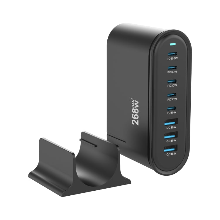 YMX-968 268W 5Type-C, 3USB 8-Ports Desktop Fast Charger, Plug Type:EU Plug(Black) - Multifunction Charger by PMC Jewellery | Online Shopping South Africa | PMC Jewellery | Buy Now Pay Later Mobicred