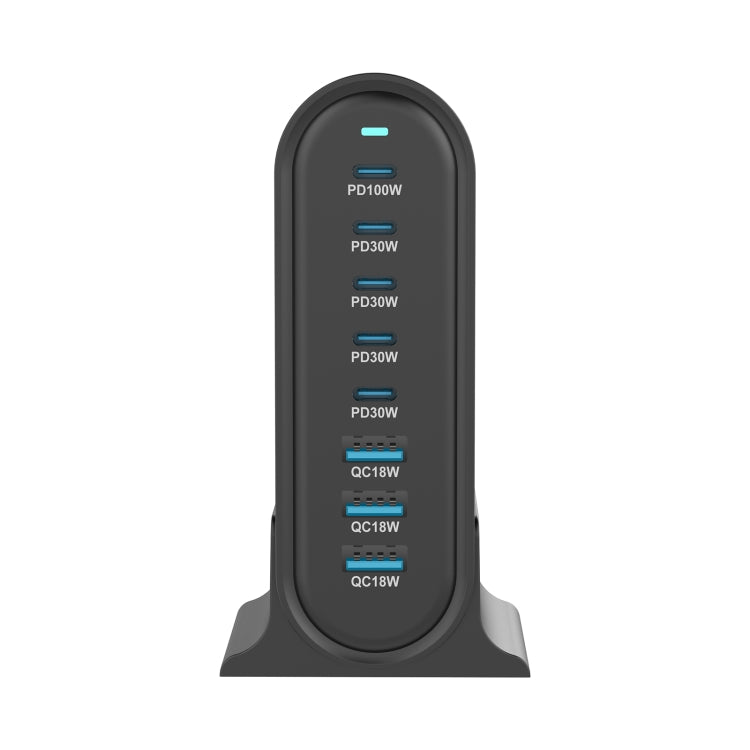 YMX-968 268W 5Type-C, 3USB 8-Ports Desktop Fast Charger, Plug Type:AU Plug(Black) - Multifunction Charger by PMC Jewellery | Online Shopping South Africa | PMC Jewellery | Buy Now Pay Later Mobicred