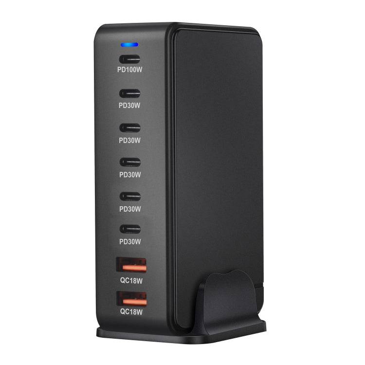 YMX-986 286W 6 Type-C, 2 USB 8-Ports Desktop Fast Charger, Plug Type:AU Plug(Black) - Multifunction Charger by PMC Jewellery | Online Shopping South Africa | PMC Jewellery | Buy Now Pay Later Mobicred