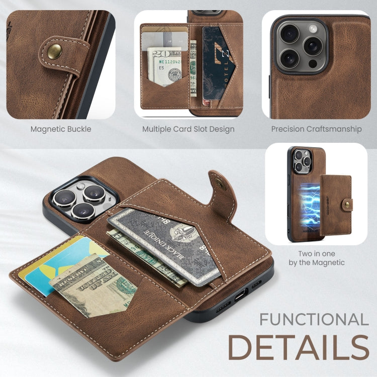 For iPhone 16 Pro Max JEEHOOD J01 Retro Magnetic Detachable Wallet Phone Case(Brown) - iPhone 16 Pro Max Cases by JEEHOOD | Online Shopping South Africa | PMC Jewellery | Buy Now Pay Later Mobicred