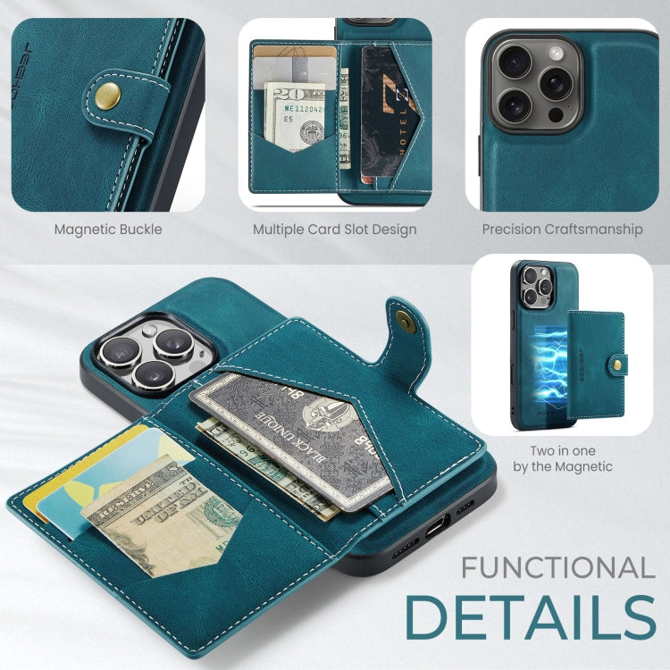 For iPhone 16 Pro Max JEEHOOD J01 Retro Magnetic Detachable Wallet Phone Case(Blue) - iPhone 16 Pro Max Cases by JEEHOOD | Online Shopping South Africa | PMC Jewellery | Buy Now Pay Later Mobicred