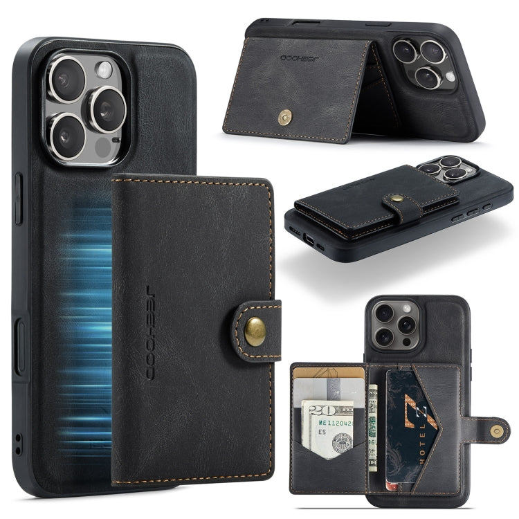 For iPhone 16 Pro JEEHOOD J01 Retro Magnetic Detachable Wallet Phone Case(Black) - free shipping - PMC Jewellery - Order now!