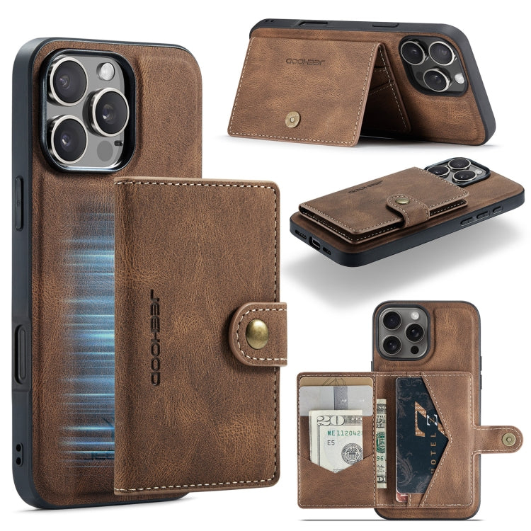 For iPhone 16 Pro JEEHOOD J01 Retro Magnetic Detachable Wallet Phone Case(Brown) - iPhone 16 Pro Cases by JEEHOOD | Online Shopping South Africa | PMC Jewellery | Buy Now Pay Later Mobicred