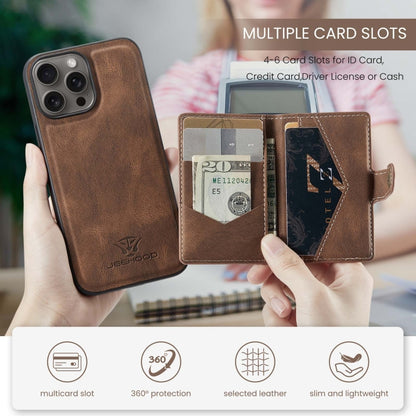 For iPhone 16 Pro JEEHOOD J01 Retro Magnetic Detachable Wallet Phone Case(Brown) - iPhone 16 Pro Cases by JEEHOOD | Online Shopping South Africa | PMC Jewellery | Buy Now Pay Later Mobicred