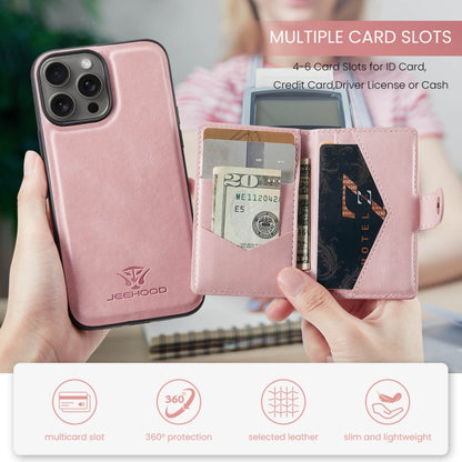 For iPhone 16 Pro JEEHOOD J01 Retro Magnetic Detachable Wallet Phone Case(Pink) - iPhone 16 Pro Cases by JEEHOOD | Online Shopping South Africa | PMC Jewellery | Buy Now Pay Later Mobicred