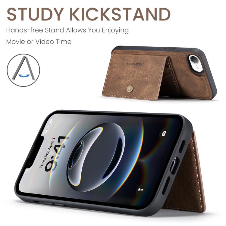 For iPhone 16e JEEHOOD J01 Retro Magnetic Detachable Wallet Phone Case(Brown) - free shipping - PMc TechLife - Order now!