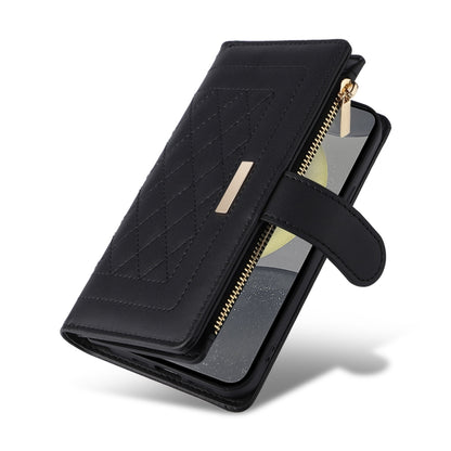 For Samsung Galaxy S24 5G Crossbody Zipper Wallet Rhombus Leather Phone Case(Black) - Galaxy S24 5G Cases by PMC Jewellery | Online Shopping South Africa | PMC Jewellery | Buy Now Pay Later Mobicred