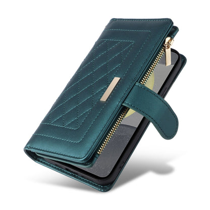 For Samsung Galaxy S24 5G Crossbody Zipper Wallet Rhombus Leather Phone Case(Green) - Galaxy S24 5G Cases by PMC Jewellery | Online Shopping South Africa | PMC Jewellery | Buy Now Pay Later Mobicred