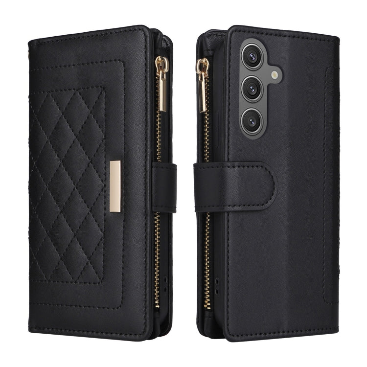 For Samsung Galaxy S24+ 5G Crossbody Zipper Wallet Rhombus Leather Phone Case(Black) - Galaxy S24+ 5G Cases by PMC Jewellery | Online Shopping South Africa | PMC Jewellery | Buy Now Pay Later Mobicred