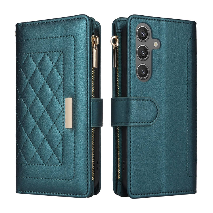 For Samsung Galaxy S24+ 5G Crossbody Zipper Wallet Rhombus Leather Phone Case(Green) - Galaxy S24+ 5G Cases by PMC Jewellery | Online Shopping South Africa | PMC Jewellery | Buy Now Pay Later Mobicred