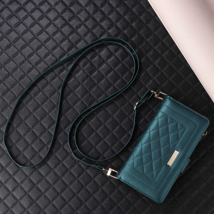 For Samsung Galaxy S24 Ultra 5G Crossbody Zipper Wallet Rhombus Leather Phone Case(Green) -  by PMC Jewellery | Online Shopping South Africa | PMC Jewellery | Buy Now Pay Later Mobicred