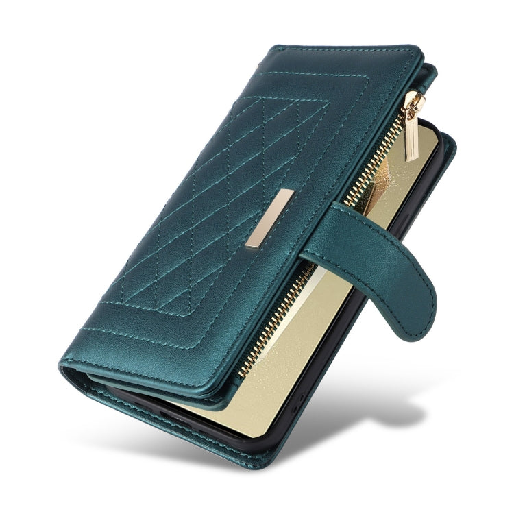 For Samsung Galaxy S24 Ultra 5G Crossbody Zipper Wallet Rhombus Leather Phone Case(Green) -  by PMC Jewellery | Online Shopping South Africa | PMC Jewellery | Buy Now Pay Later Mobicred