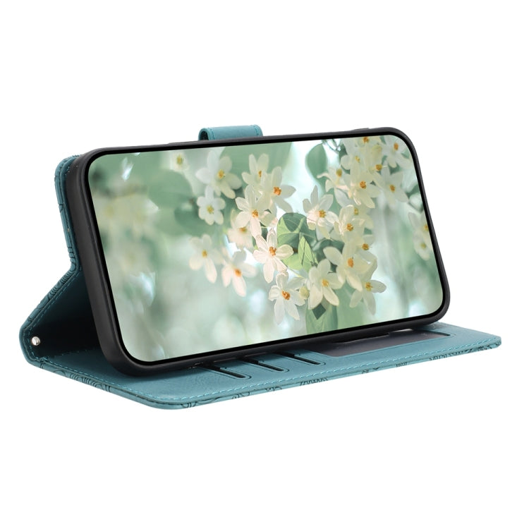 For iPhone 16e Floral Embossed Pattern Leather Phone Case(Dark Green) - iPhone 16e Cases by PMC TechLife | Online Shopping South Africa | PMC TechLife | Buy Now Pay Later Mobicred