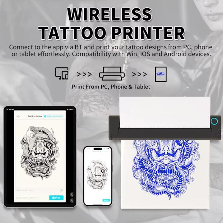 A41 203DPI Portable Tattoo Printer Office Study Bluetooth HD Thermal Printer(White) - Printer by PMC Jewellery | Online Shopping South Africa | PMC Jewellery | Buy Now Pay Later Mobicred