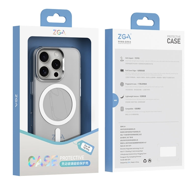 For iPhone 16 Plus ZGA Magsafe Clear PC Tempered Glass Phone Case(Frosted White) - iPhone 16 Plus Cases by ZGA | Online Shopping South Africa | PMC Jewellery | Buy Now Pay Later Mobicred