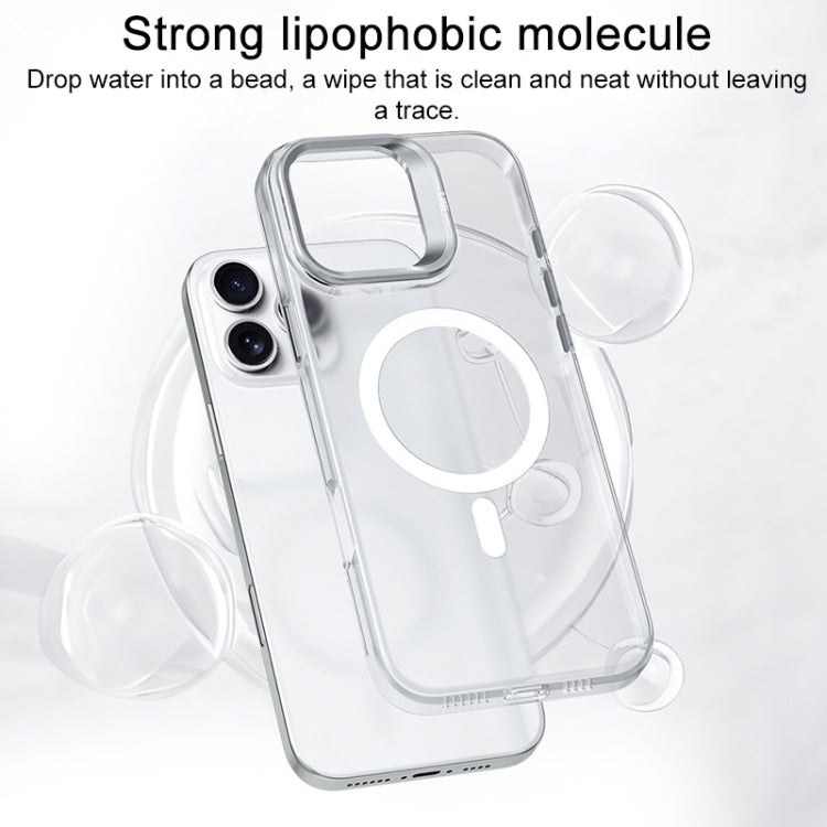 For iPhone 16 TGVIS Stand Series MagSafe Phone Case with Lens Frame Holder(Transparent) - iPhone 16 Cases by TGVIS | Online Shopping South Africa | PMC Jewellery | Buy Now Pay Later Mobicred