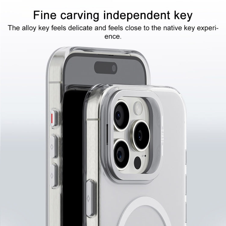 For iPhone 16 Pro TGVIS Stand Series MagSafe Phone Case with Lens Frame Holder(Transparent) - iPhone 16 Pro Cases by TGVIS | Online Shopping South Africa | PMC Jewellery | Buy Now Pay Later Mobicred