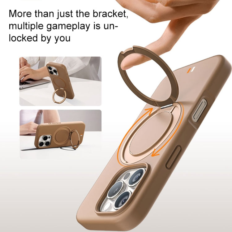 For iPhone 16 Pro TGVIS GEEK Series MagSafe Silicone Phone Case with Rotating Holder(Bronze) - iPhone 16 Pro Cases by TGVIS | Online Shopping South Africa | PMC Jewellery | Buy Now Pay Later Mobicred