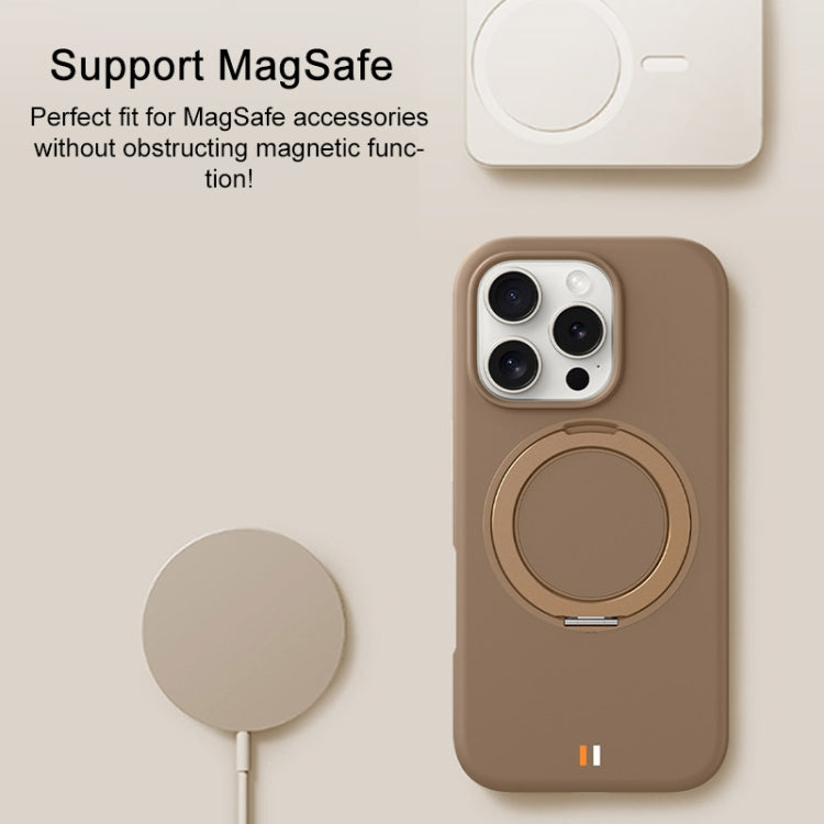 For iPhone 16 Pro Max TGVIS GEEK Series MagSafe Silicone Phone Case with Rotating Holder(Bronze) - iPhone 16 Pro Max Cases by TGVIS | Online Shopping South Africa | PMC Jewellery | Buy Now Pay Later Mobicred