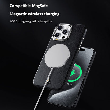 For iPhone 16 Pro TGVIS VIDA Series MagSafe Magnetic PU Leather Phone Case(Silver Plaid) - iPhone 16 Pro Cases by TGVIS | Online Shopping South Africa | PMC Jewellery | Buy Now Pay Later Mobicred