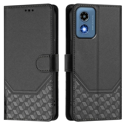 For Motorola Moto G Play 5G 2024 Oversea Honeycomb Embossing RFID Leather Phone Case(Black) - Motorola Cases by PMC Jewellery | Online Shopping South Africa | PMC Jewellery | Buy Now Pay Later Mobicred