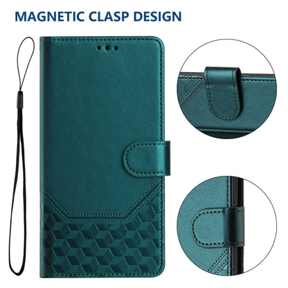 For Motorola Moto G Play 5G 2024 Oversea Honeycomb Embossing RFID Leather Phone Case(Peacock Green) - Motorola Cases by PMC Jewellery | Online Shopping South Africa | PMC Jewellery | Buy Now Pay Later Mobicred