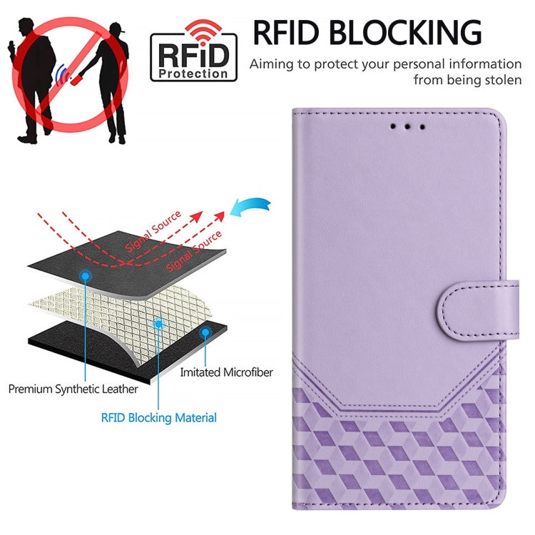 For Motorola Moto G Play 5G 2024 Oversea Honeycomb Embossing RFID Leather Phone Case(Light Purple) - Motorola Cases by PMC Jewellery | Online Shopping South Africa | PMC Jewellery | Buy Now Pay Later Mobicred