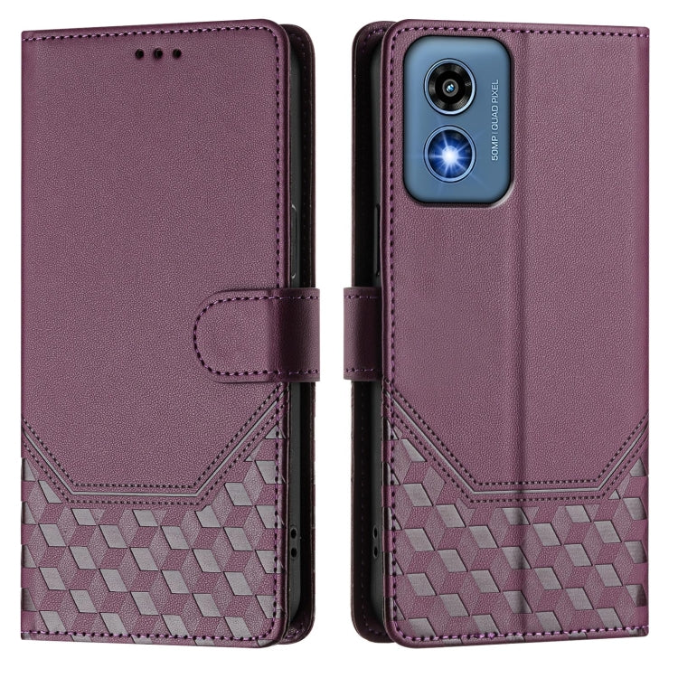 For Motorola Moto G Play 5G 2024 Oversea Honeycomb Embossing RFID Leather Phone Case(Violet) - Motorola Cases by PMC Jewellery | Online Shopping South Africa | PMC Jewellery | Buy Now Pay Later Mobicred