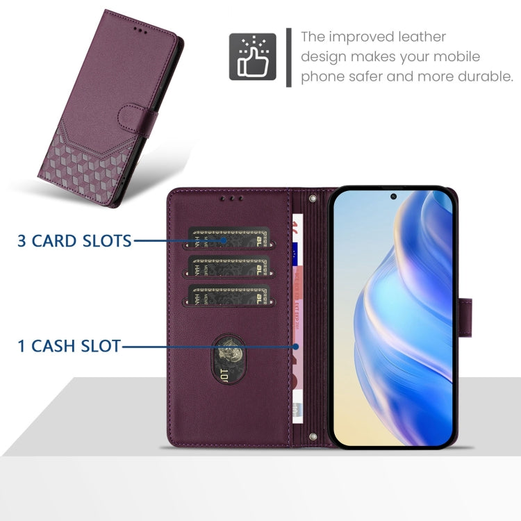 For Motorola Moto G Play 5G 2024 Oversea Honeycomb Embossing RFID Leather Phone Case(Violet) - Motorola Cases by PMC Jewellery | Online Shopping South Africa | PMC Jewellery | Buy Now Pay Later Mobicred