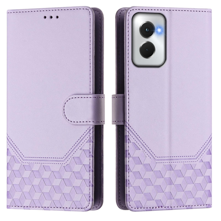 For Motorola Moto G Power 5G 2024 Honeycomb Embossing RFID Leather Phone Case(Light Purple) - Motorola Cases by PMC Jewellery | Online Shopping South Africa | PMC Jewellery | Buy Now Pay Later Mobicred