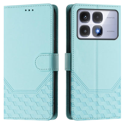 For Redmi K70 Ultra 5G Honeycomb Embossing RFID Leather Phone Case(Mint Green) - Xiaomi Cases by PMC Jewellery | Online Shopping South Africa | PMC Jewellery | Buy Now Pay Later Mobicred