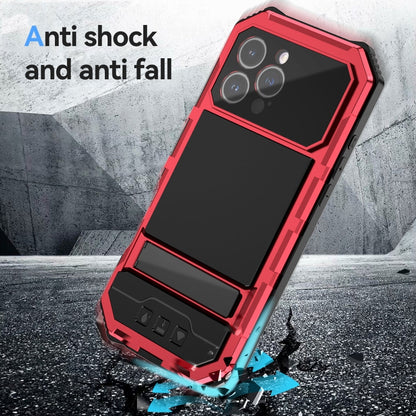 For iPhone 16 Pro Max R-JUST Life Waterproof Dustproof Shockproof Holder Phone Case(Red) - iPhone 16 Pro Max Cases by R-JUST | Online Shopping South Africa | PMC Jewellery | Buy Now Pay Later Mobicred