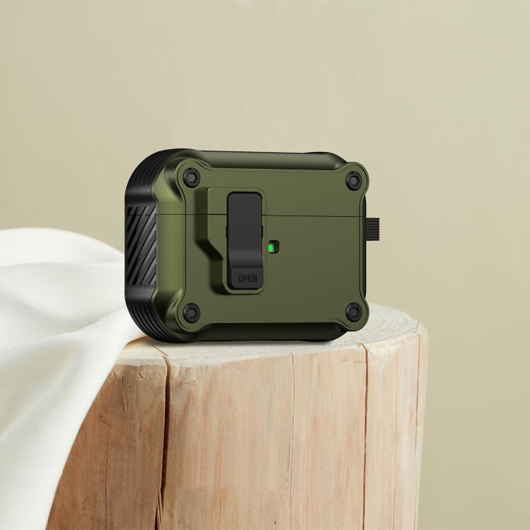 For AirPods 4 Eagle Shockproof Earphone Protective Case with Switch(Army Green) - For AirPods 4 by PMC Jewellery | Online Shopping South Africa | PMC Jewellery | Buy Now Pay Later Mobicred