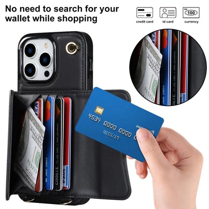 For iPhone 16 Pro Max RFID Card Slot Phone Case with Long Lanyard(Black) - iPhone 16 Pro Max Cases by PMC Jewellery | Online Shopping South Africa | PMC Jewellery | Buy Now Pay Later Mobicred