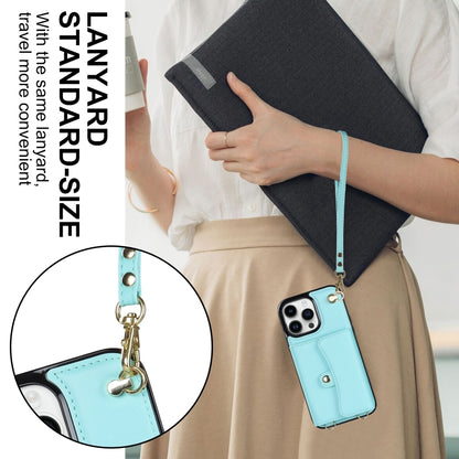 For iPhone 16 Pro RFID Card Slot Phone Case with Long Lanyard(Mint Green) - iPhone 16 Pro Cases by PMC Jewellery | Online Shopping South Africa | PMC Jewellery | Buy Now Pay Later Mobicred