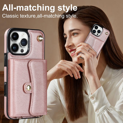 For iPhone 16 Pro RFID Card Slot Phone Case with Long Lanyard(Rose Gold) - iPhone 16 Pro Cases by PMC Jewellery | Online Shopping South Africa | PMC Jewellery | Buy Now Pay Later Mobicred