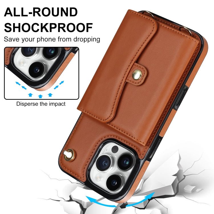 For iPhone 16 Pro RFID Card Slot Phone Case with Long Lanyard(Brown) - iPhone 16 Pro Cases by PMC Jewellery | Online Shopping South Africa | PMC Jewellery | Buy Now Pay Later Mobicred