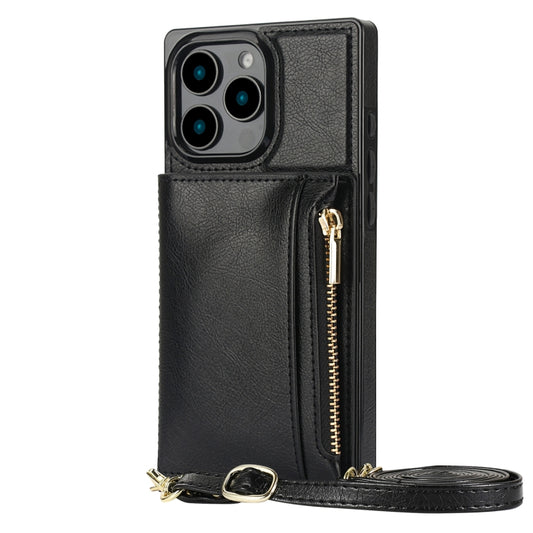 For iPhone 16 Pro Max Square Zipper Wallet Bag TPU+PU Back Cover Case(Black) - iPhone 16 Pro Max Cases by PMC Jewellery | Online Shopping South Africa | PMC Jewellery | Buy Now Pay Later Mobicred