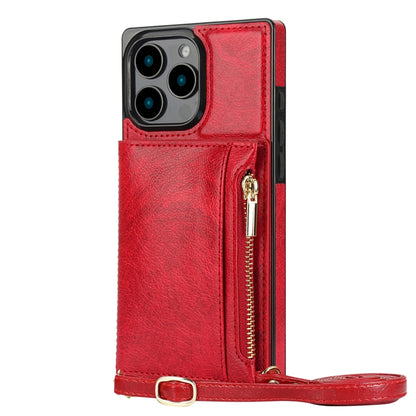 For iPhone 16 Pro Max Square Zipper Wallet Bag TPU+PU Back Cover Case(Red) - iPhone 16 Pro Max Cases by PMC Jewellery | Online Shopping South Africa | PMC Jewellery | Buy Now Pay Later Mobicred