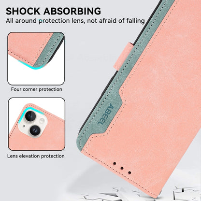 For Samsung Galaxy S25 Ultra 5G ABEEL Color Block Magnetic RFID Leather Phone Case(Pink-Cyan) - Galaxy S25 Ultra 5G Cases by PMC Jewellery | Online Shopping South Africa | PMC Jewellery | Buy Now Pay Later Mobicred